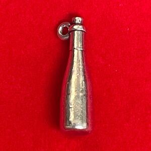 Retired James Avery Wine-Bottle Charm Pendant - Sterling Silver.